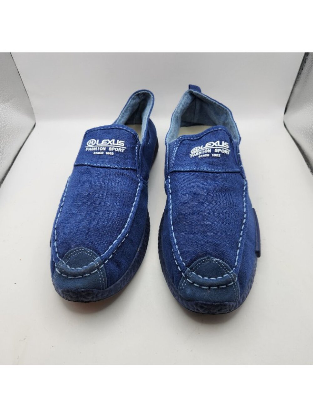 Lexus Fashion Sport Blue Canvas Euro Slip On Loafer Driving US 9 Shoes Sneakers - Picture 3 of 6